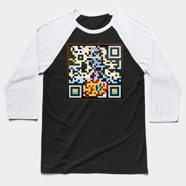 RickRoll QR Code Abstract Block Painting Baseball T-Shirt by ravel.live